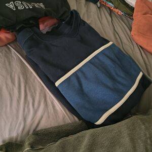 Blue and Navy Sweatshirt with Cream Stripe